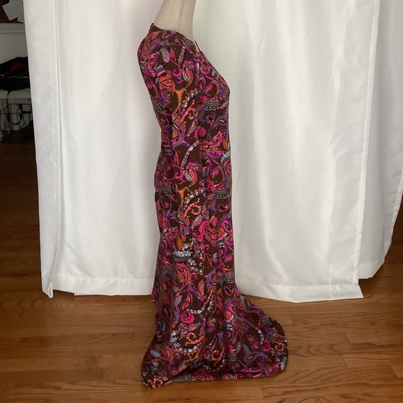 Vintage palsy print pink and brown dress - Picture 10 of 10